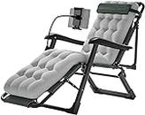 15 Position Reclining and Folding Lounge Chairs with Removable Cotton Pad and Pillow for Camping, Outdoor Swimming Pool, Tanning, Sun Lounger, Bed Chair/B (A)