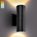 Luxrite Modern Cylinder LED Up and Down Outdoor Wall Lights, 5CCT Waterproof Wall Sconce 20W 1800 Lumens 120-277V ETL