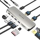 WAVLINK 12 en 1 USB C Hub Triple Monitor Base de Conexión Multipuerto Adaptador con Dual 4K HDMI 4K DP 100W PD IN, 5Gbps USB3.0, USB2.0, RJ45, SD/TF Slots, Audio/Mic, para MacBook/Dell/HP/Lenovo