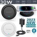 30W Wireless Fast Charger Pad &36W Wall Charger For Samsung iPhone Android Phone