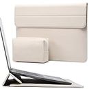 HYZUO 13 Inch Laptop Sleeve Case with Stand for 2024-2018 MacBook Air 13.6/13 M3 A3113 M2 A2681 M1 A2337, 2024-2016 MacBook Pro 13 M2 A2686 M1 A2338, Surface Pro 10/9/8/X, with Pouch, Beige