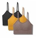 DEKMY Women Fitness Yoga Cotton Sports Bra Tops with Padded braFree Size Up to 28-32, (Pack of 3) (B, Black, Yellow, Pink, Free)