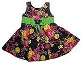 Radiance Baby Frock/Dress for 6-12 Month Old Baby Girls - Navy Blue Floral Green Strap
