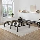 IYEE NATURE Inch Metal Platform Bed Frame, Queen Bed Frame with Steel Slat Support,Anti-Noise Foam Stickers, No Box Spring Needed, Easy Assembly,Queen Size