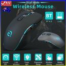 Wireless Bluetooth Mouse Rechargeable Dual Mode Silent Ergonomic for Laptop PC