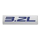 3.2L Blue/Chrome Aluminum Alloy Auto Trunk Door Fender Bumper Badge Decal Emblem Adhesive Tape Sticker