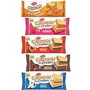 Tiffany Wafers Crunch N Cream Imported Mix Flavours Cream Wafers (Chocolate, Strawberry, Vanilla, Hazelnut & Orange) (Pack of 5, 135 g),Great for Snacking and Sharing