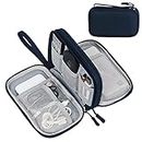 FYY Electronics Accessories Organiser Bag, Double-Layer Travel Cable Organiser Bag Pouch Portable Waterproof All-in-One Carry Travel Bag for Cable, Cord, Charger, Phone, Hard Disk S-Navy Blue