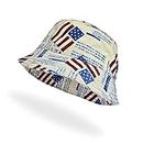 DEDICATED American Flag Bucket Hat - Bucket Hat Journey Print Beach Summer Cap, Sun Protection Outdoor Hats for Women and Men Cream