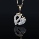 1.85 Ct Round Simulated Diamond Baby & Mother Feet Pendant 14k Yellow Gold Over