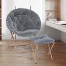 Accent Chair - Mercer41 Marqueen Folding Saucer Chairs w/ Ottoman, Portable Moon Chair Accent Chair w/ Footrest | 32.5 H x 33 W x 26.5 D in | Wayfair