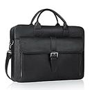 Estarer Mens Leather Briefcase 15.6 Inch Laptop Bag Satchel Messenger Shoulder Bag for Work Office Gifts For Him