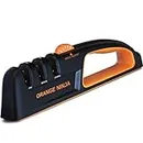 Orange Ninja Knife Sharpeners - 5 Adjustable Sharpening Angle- Premium Quality Kitchen Knife Sharpener - Handheld Knife Sharpeners for Kitchen Knives & Pocket Knife Sharpener by Sharp Pebble