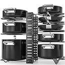 G-TING Pot Rack Organizers, 8 Tiers Pots and Pans Organizer for Kitchen Organization & Storage, Adjustable Pot Lid Holders & Pan Rack for Kitchen, Lid Organizer for Pots and Pans With 3 DIY Methods