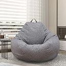 Bean Bag Chair Cover,Adults Large High Back Bean Bag Sofa Cover Recliner Gaming Storage Bag for Indoor Outdoor BeanBag Chair,No Filling (L, Grey)