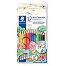 Staedtler Noris Erasable, Crayons de couleur gommables avec système anti-casse, Mine douce de 3 mm, Étui carton avec 12 couleurs vives différentes, 144 50NC12
