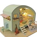 CUTEROOM Dollhouse Miniature with Furniture, 3D Wooden Miniature Doll House with Music Movement & LED Lights,1:24 Scale DIY House Kit (A016)