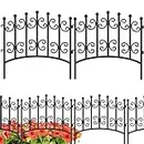 AMAGABELI GARDEN & HOME Garden Fence 24inx10ft Decorative Metal Fence Rustproof Outdoor Folding Landscape Patio Fences Flower Bed Animal Dogs Barrier Black Decor Picket Panels Fences