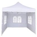 Gazebo Tent for Outdoor 10 x 10ft with 3 Sided European Covers/Water Proof Tent/Portable & Foldable/Outdoor/Advertising Gazebo Canopy Tent 2 Mins Installation (35 kgs, White)