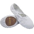 s.lemon White Double Layer Canvas Ballet Dance Shoes Slippers for Men Girls Children Adult Women in Different Size (32EU)(Size: 13 UK Child)