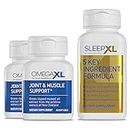 OmegaXL Joint Relief Supplement - Natural Muscle Support, 60 Softgels (2 Pack) & SleepXL immediate-Release melatonin, L-Theanine (Calming), Chamomile, Magnesium & B6 (60 Vegan Capsules)