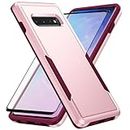 Asuwish Phone Case for Samsung Galaxy S10 with Tempered Glass Screen Protector Cover and Slim Thin Hybrid Full Body Protective Dual Layer Back Cell Accessories S 10 Edge 10S GS10 X10 Women Men Pink