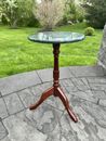 Bombay Co. Vintage Mahogany Marble Top Tripod Pedestal Stand Side Table 20.5x12”