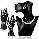 Kigley 3 Pcs Jewelry Mannequin Display Set Including Boutique Bust Holder Mannequin Earring Stand Female Mannequin Hand Display Bracelet Ring Stand for Selling Show (Black)