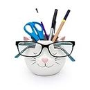 Luvberries White Cat Eyewear Holder, Multi-Purpose Accessories for Makeup and Stationery, Compact and Cute