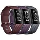 3 Pack Sport Bands Compatible with Fitbit Charge 4 Bands Women Men, Soft Silicone Adjustable Replacement Straps Wristbands for Fitbit Charge 4 / Fitbit Charge 3 / Charge 4 SE / Charge 3 SE (Hawthorn