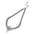 SOHI Women Silver Plated Necklace Lobster Clasp Closure, Alloy Material Artificial Stone, Green Color, Modern, Chic, and Fashionable jewellery for girls (3534)