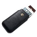 DFV mobile - Leather Cover Vertical Belt Case with Magnetic Closure Compatible avec Motorola Moto E5 Play - Black