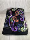 Vera Bradley RETIRED Paisley Throw Blanket 50 x 80 Multi Colored Black Floral