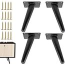 KaizeooHaus 4 Inch Furniture Legs, Set of 4, Black Metal Table Legs,Mid-Century Style Metal Replacement Legs for Cabinets,Chairs, Sofas, Coffee Tables, Dresser Replacement Feet for Furniture (4INCH)