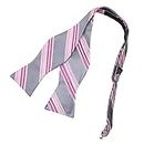 DBA7A21D Grey Hot Pink Stripes Bow Tie Microfiber Discount For Him Self-tied Bow Tie By Dan Smith