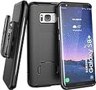 ENCASED Galaxy S8 Plus Belt Clip Case (Soft Touch) DuraClip Combo by (Samsung S8+) (Smooth Black)