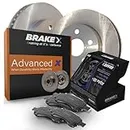 [Rear] Brake X Replacement Brake Pads and Rotors Kit | Advanced X Rotors and Alpha Ceramic Brake Pads | Compatible with Jeep Wrangler 3.6 2012 2013 2014 2015 2016