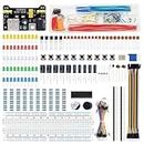 APKLVSR Kit de iniciación electrónica Breadboard Set compatible con Arduino, incluye puente de alambre Breadboard, juego de cables puentes, juego de diodos LED, placa PCB, para principiantes