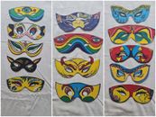 14 Máscaras De Colección Tarjeta De Papel Payaso Ojo de Gato Stock Muerto Sin Usar Carnaval Halloween
