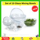 Set of 10 Glass Mixing Bowls 3L Set Batter Salad Bowls Fruit Bowl