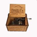 MINGZE Caja de música de Madera manivela, Pure Hand-Classical Music Box Hand-Wooden Music Box Creative Wooden Crafts Best Gifts, Variedad de Estilos (Beauty and The Beast（Wood Color）)