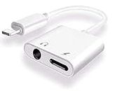 TROXXON DX7 Dual 3.5mm Headphone Jack & Charge Splitter Adapter Compatible with All i Phone 11/12/13/ XS/MAX/XR/iPad Earphone Charging/Call/Volume Control (Music or Call)