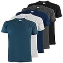 ALPIDEX T-Shirts Hommes Unis ࠃol Rond Lot de 5, Taille 4XL,Water