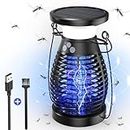 Solar Bug Zapper Indoor, 3 IN 1 UV Mosquito Killer Lamp, 4000mAh 4200V Electric Fly Zapper, USB Rechargeable Insect Killer Traps for Office Kitchen Bedroom Garden Camping Outdoor, Black