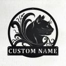 Letrero de nombre de metal de gato negro mascota personalizado hogar jardín arte de pared regalo