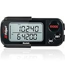 3DTriSport Walking 3D Pedometer with Clip and Strap Free eBook | 30 Days Memory Accurate Step Counter Walking Distance Miles/Km Calorie Counter Daily Target Monitor Exercise Time (Stealth Black)