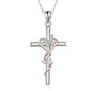TIGER RIDER 925 Sterling Silver Cross Necklace for Women Cute Animal Butterfly Hummingbird Pendant Necklace Mothers Day Birthday Christian Jewelry Gifts for Mom Girls Wife Girlfriend Daughter,