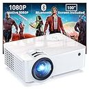 Groview Projector, 1080P Bluetooth Mini Projector with 100�” Projector Screen, 9500 LUX Portable Outdoor Movie Projector for Phone, Compatible with VGA/HDMI/USB/SD/Laptop/Fire Stick/PS5