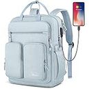 Mancro Travel Backpack for Women, Womens TSA Laptop Backpack with 15.6 Inches Laptop Compartment and USB Charging Port, Travel Daypack Weekend Backpack for Women, Blue