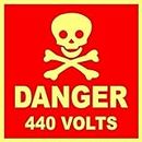 999Store caution board office supplies sunboard Danger 440 Volt Electric Room and Factory Sign Board sticker signage (15x15 Cm)